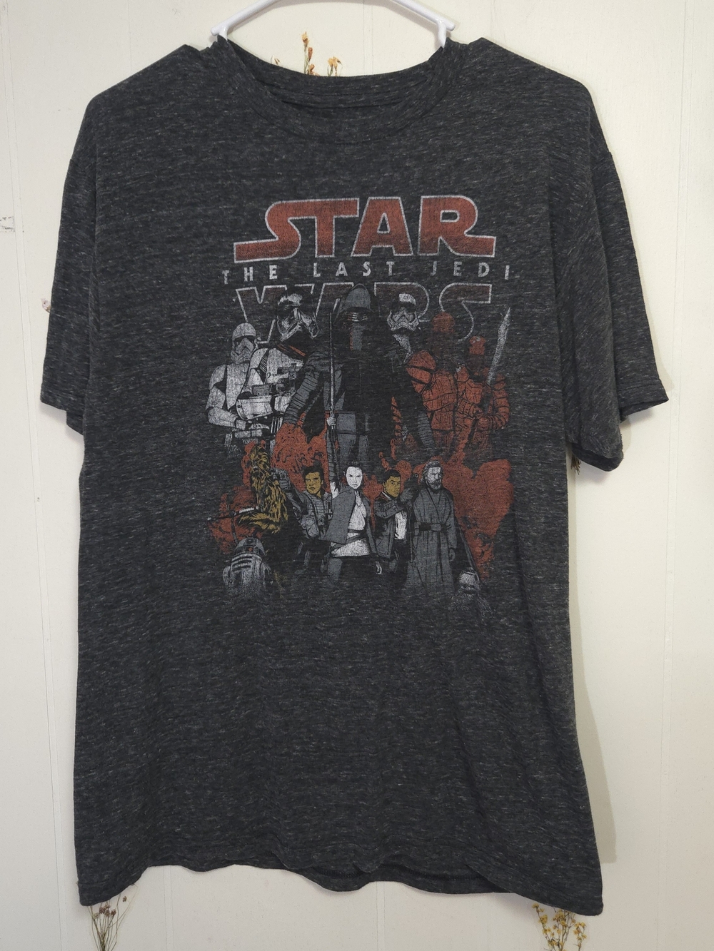 Star Wars Men's Dark Charcoal Graphic Tee with Red Accents